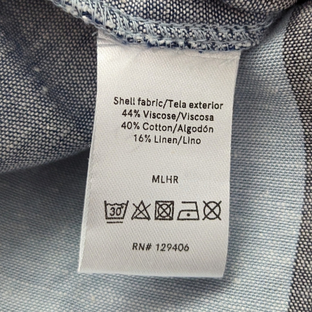Venus Blue Stripe Wide Leg Light Airy‎ Cotton Blend Pants, Tie Front Detail, 8 - Picture 7 of 7